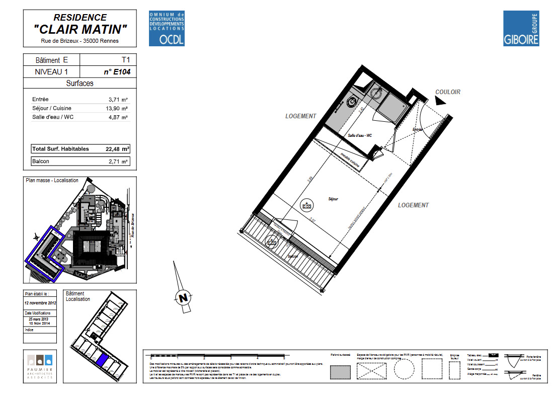 Appartement T1  - Rennes (541865) - 2