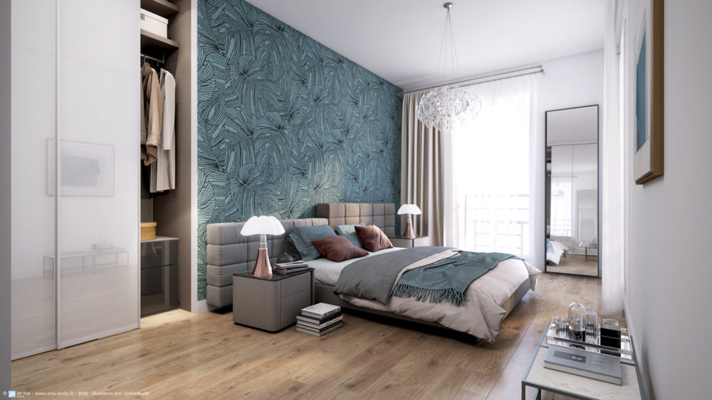 Chambre d'un appartement de la résidence