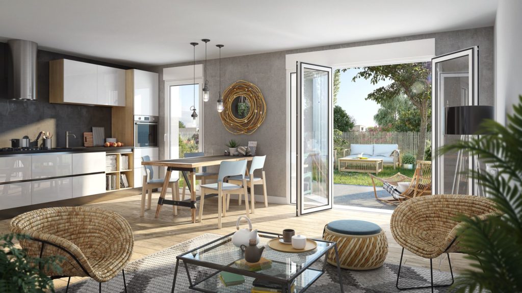 Modélisation d'un salon prolongé sur la terrasse - Kréaction